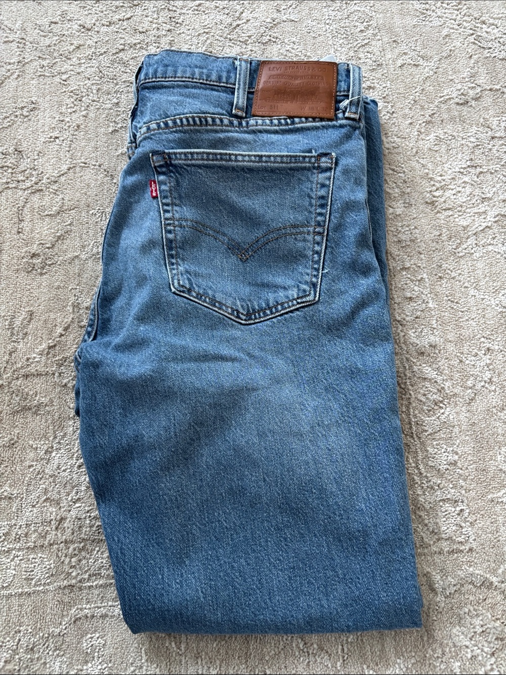 Levi's Men's 511 Medium Blue Straight-Leg Jeans Leather Tags Premium Size 38x32